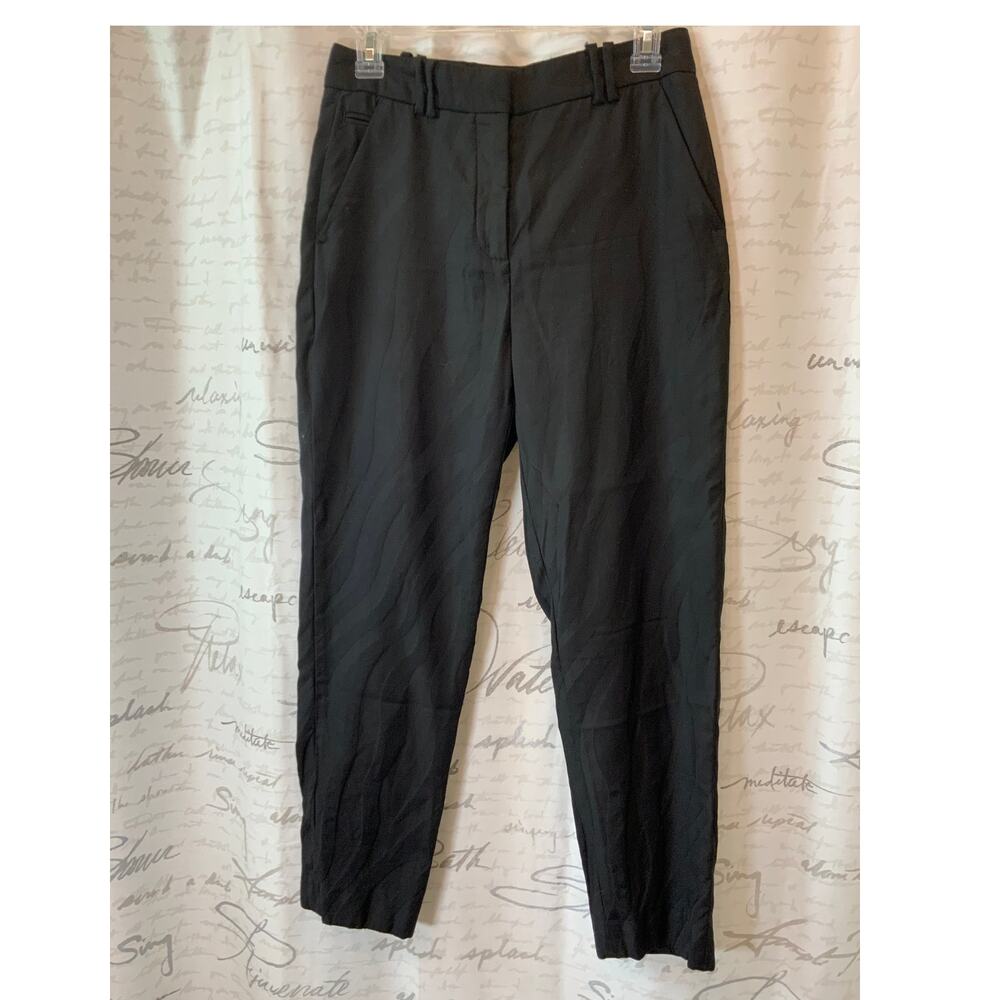 The Kooples Paris Black Swivel Pattern Wool Straight Leg Trousers Size 36